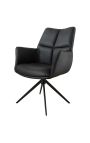 Modern and swivel dining chair "LESARCS" black leather