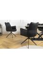 Modern and swivel dining chair "LESARCS" black leather