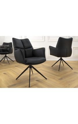 Modern and swivel dining chair &quot;LESARCS&quot; black leather