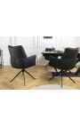 Modern and swivel dining chair "LESARCS" black leather