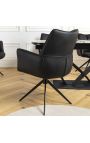 Modern and swivel dining chair "LESARCS" black leather