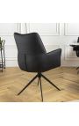 Modern and swivel dining chair "LESARCS" black leather