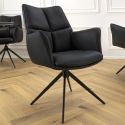 Chaise de repas moderne et rotative "LESARCS" en cuir noir