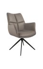 Modern and swivel dining chair "LESARCS" brown leather