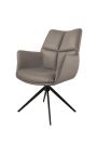 Modern and swivel dining chair "LESARCS" brown leather