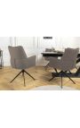 Modern and swivel dining chair "LESARCS" brown leather