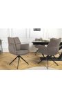 Modern and swivel dining chair "LESARCS" brown leather