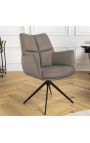 Modern and swivel dining chair "LESARCS" brown leather