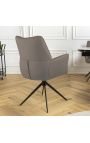 Modern and swivel dining chair "LESARCS" brown leather