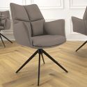 Modern and swivel dining chair "LESARCS" brown leather