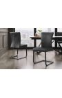 Set of 2 dining chairs contemporary design "SOAN" black leather