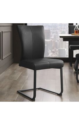 Set of 2 dining chairs contemporary design "SOAN" black leather