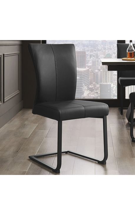 Ensemble de 2 chaises de repas "SOAN" design en cuir noir