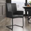 Ensemble de 2 fauteuils de repas "SOAN" design en cuir noir