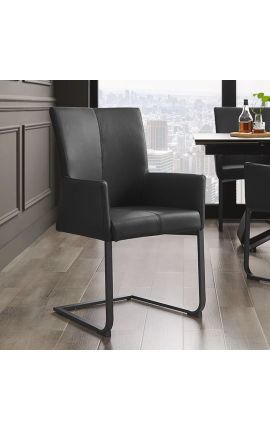 Ensemble de 2 fauteuils de repas "SOAN" design en cuir noir