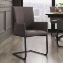 Ensemble de 2 fauteuils de repas "SOAN" design en cuir taupe