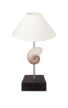 Lampa ar gliemežvāku (Natural Nautilus) uz sarkankoka pamatnes 