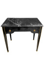 Bureau de style Louis XVI laqué noir avec marbre noir