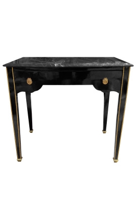 Louis XVI mesa de escrita estilo brilhante preto pintado e mármore preto