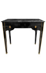 Bureau de style Louis XVI laqué noir avec marbre noir