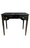 Louis XVI style writing desk glossy black painted and black marble