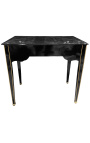 Bureau de style Louis XVI laqué noir avec marbre noir