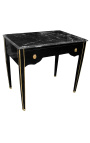 Bureau de style Louis XVI laqué noir avec marbre noir