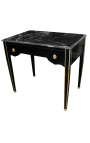 Bureau de style Louis XVI laqué noir avec marbre noir