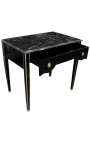 Bureau de style Louis XVI laqué noir avec marbre noir