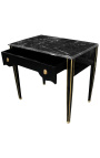 Bureau de style Louis XVI laqué noir avec marbre noir