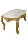 Sofabord barok stil forgyldt træ med beige marmor
