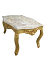 Sofabord barok stil forgyldt træ med beige marmor