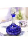 Decanter in cristallo blu molato a mano