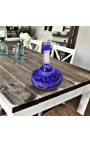 Decanter in cristallo blu molato a mano