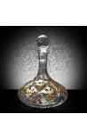 Decantor din cristal gravat cu modele florale în aur