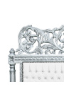 Barokki sänkykangas keinonahka valkoinen strassit ja hopeoitu puu