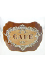 Kaffeetopf geblasenes Glas mit Emaille-Label "Café"