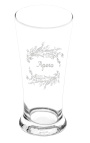 Klart glas blomster design screenprintet indskrift "apero"