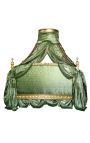 Baroková baldachínová posteľ so zlatým drevom a zelenou saténovou tkaninou