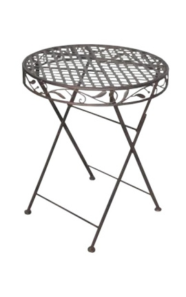 Folding Table Wrought Iron Collection Brown Olivier