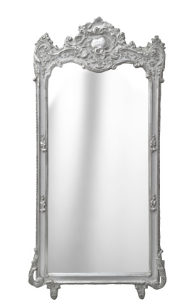 Grande specchio barocco argentato rettangolare