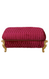 Grote barok bank koffer Louis XV-stijl bordeaux (rood) fluwelen stof en goud hout