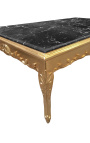 Gran tauleta d'estil barroc de fusta daurada i marbre negre