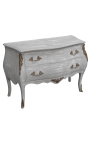 Baroque chest of drawers (commode) of style Louis XV grey patinated wood