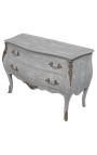 Baroque chest of drawers (commode) of style Louis XV grey patinated wood