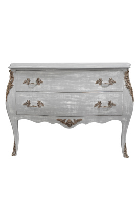 Baroque dresser of style Louis XV grey patinated wood