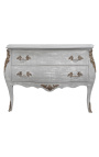 Baroque chest of drawers (commode) of style Louis XV grey patinated wood