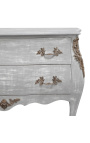 Baroque chest of drawers (commode) of style Louis XV grey patinated wood