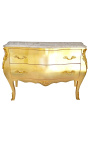 Barokke kommoder Louis XV stil guldblad og beige marmor top