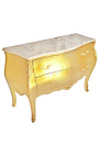 Barokk Commode Louis XV-stil bladgull og beige marmortopp